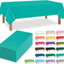 Teal 16 Pack 54 x 108 Inch Plastic Tablecloths, Disposable Rectangle Tablecloth, Party Table Cover Plastic Table Cloth