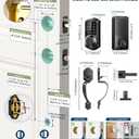 Veise VE06-H Smart Front Door Lock Set, App Control, Keyless Entry Deadbolt with Lever Handle, Electronic Digital Touchscreen Keypad, Auto Lock, Easy Install, Matte Black