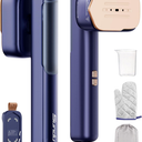 Travel Steamer for Clothes, 110240V Dual Voltage Portable 2in1 Steamer ＆ Iron 2 In 1 Mini Handheld Garment Steamer Iron, 1100W, Large Ceramic Heat Panel for Home & Global & Europe Traveling