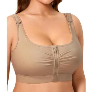 BRABIC Wireless Zip Front Closure Bras for Women No Underwire Full Coverage Comfort Everyday Post Surgery Compression Bra (Small, Light Brown) BRABIC Wireless Zip Front Closure Bras for Women No Underwire Full Coverage Comfort Everyday Post Surgery Compression Bra (Small, Light Brown)