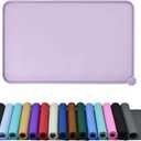Waterproof Pet Feeding Mat with High Raised Edges, Heavier and Thicker Placemats for Cat Dog Water Bowl with BPA Free, Dogs Cats Food Mats for Messy Drinkers to Prevent Spill and Protect Floors (22" x 14", Lavender)