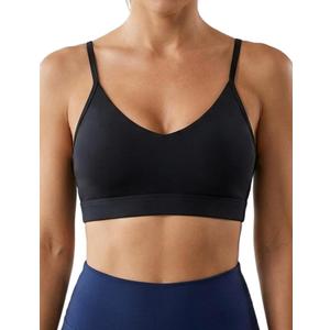 Buauty Sports Bras for Women Criss Cross Back Medium Support Yoga Wireless Padded Bra with Removable Cups Racerback Bra 4 Gym (Black, L)