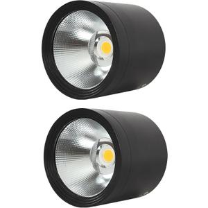 MEGHALI 2pack Modern Spotlight LED 18W Round Waterproof Downlight Outdoor Ceiling Light Black Spotlights for Balcony Terrace Warm Light 3000K Flush Mount Ceiling Lights