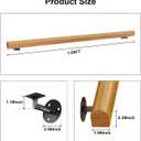 4FT Solid Wood Stair Handrail for Indoor Stairs, Outdoors Stair Railings, Sturdy Wall Mounted Non-Slip Safety Design, Elderly-Friendly & Child-Safe, with Adjustable Angle Brackets
