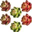 Timgle 6 Pcs Colorful Artificial Artichokes Fake Vegetables and Fruits for Summer Kitchen Wedding Bowl and Vase Decorations (Large)