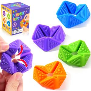 KLT Fidget Sensory Toys for Kids: Quiet Silicone Sensory Flip Cube with Textures - Calming Toys for Autism Kids Anxiety Relief - ADHD Fidget Toys for Classroom Focus