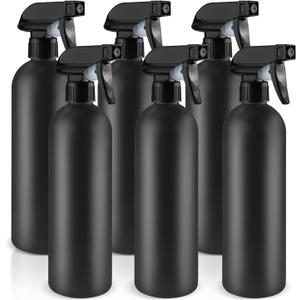 500ml/16 Oz Plastic Spray Bottles,Empty Heavy Duty Adjustable Fine Mist and Stream Container for Home Garden Plant,Essential Oils,Hair,Household Cleaning Solutions-Black,6 Pack