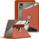 Case for Lenovo Tab M11 11 inch TB330FU Cases,with Hand Pen Holder,Clear Transparent Hard PC Back,360 Adjustable Swivel Tablet Cover, Auto Sleep/Wake,Brown