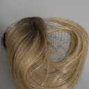Ms Taj Hair Topper 12 Inch Hair Toppers for Women with Thinning Hair 6.5"x6.5" Large Base Synthetic Hair Topper with Bangs Fiber Wiglets Ladies Toppers Hair Pieces for Women-Ombre Dark Blonde
