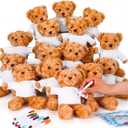 Blueweenly 60 Pcs Graduation Make Your Own Stuffed Animal Teddy Bear Kit Including 15 9.84 Inches Velvet Animal 15 12 Colors Markers and 15 T Shirt and Cards for Graduates DIY Crafting Gift