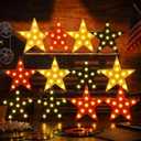 VIHOSE 12 Pcs Marquee Star LED Lights Battery Operated,Red,Black,Warm