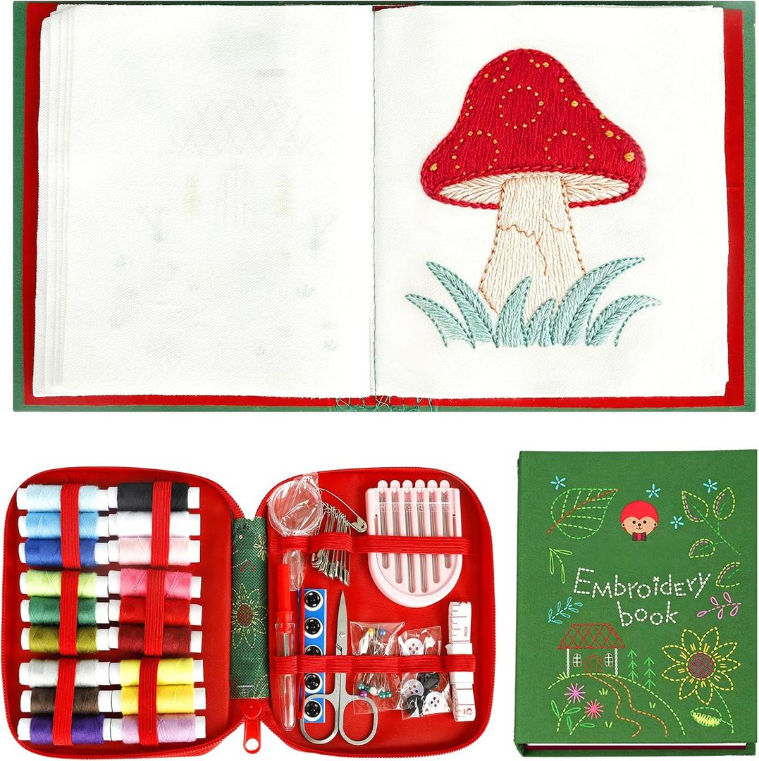 Glowvibe Embroidery Stitch Book Kit for Beginners | Embroidery Stitch Practice Book with Complete Toolkit, Gift for Craft Lovers and Sew Enthusiasts