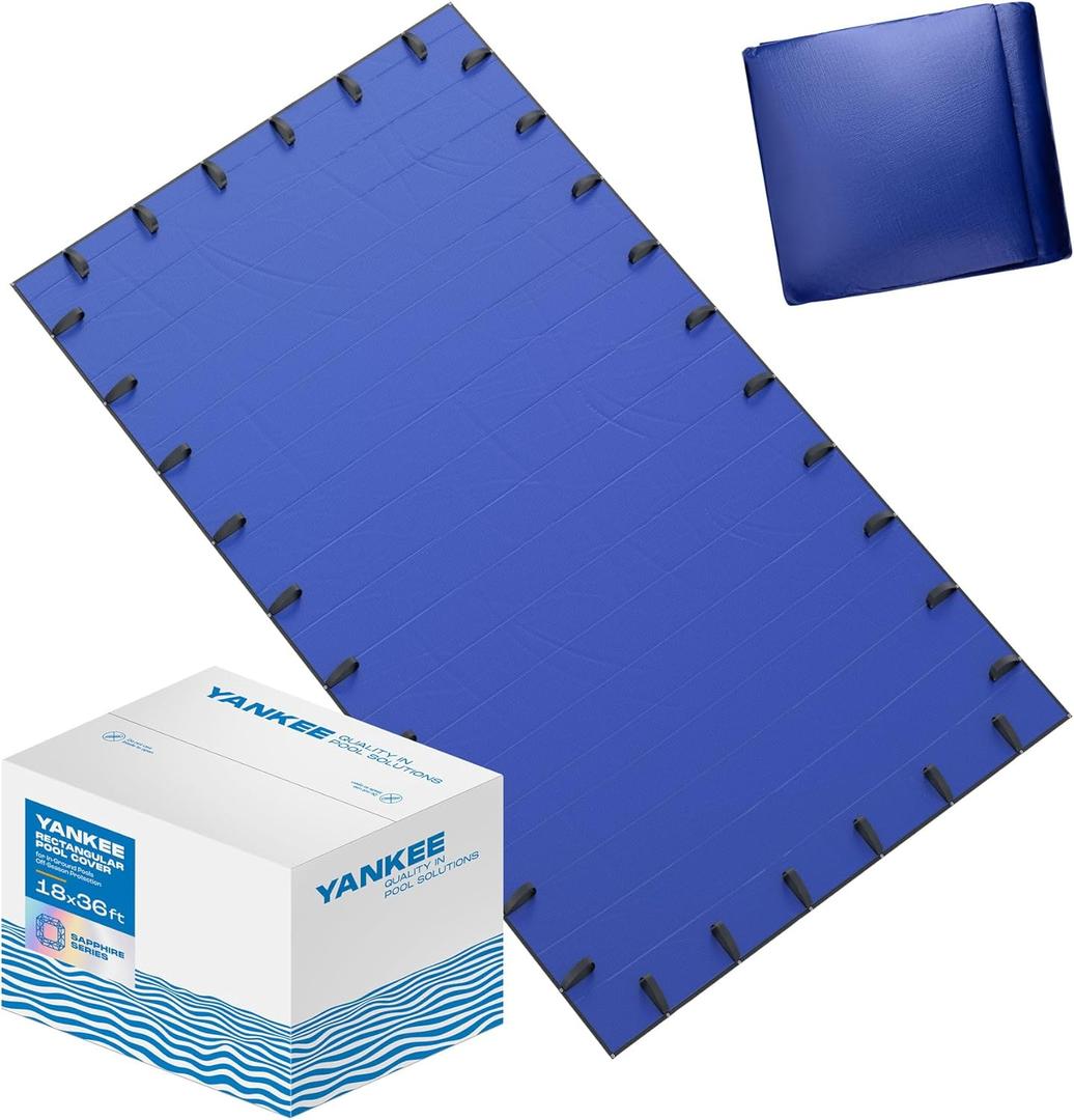 Yankee Pool Cover for 18x36 ft Rectangular Pool: Extra Thick & Durable | Sapphire Series of Premium Cold- and UV-Resistant In-Ground Pool Protection