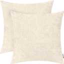 BRAWARM Throw Pillow Covers 22x22 Inches - Cream Chenille Pillow Covers Pack of 2, Solid Dyed Soft Chenille Pillow Cases for Couch Sofa Bed Home Decoration