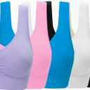 Women's Comfort Workout Sports Bra Low-Impact Activity Sleep Bras (3X-Large, 6 Pack Black White Beige Blue Pink Light Purple)