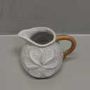 Napco Imports Decorative Home or Garden 5 x 4 Inch Round Shaped Pitcher Flower Pot Vase Planter White and Beige Floral