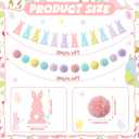 Reallnaive 2 Pcs Pastel Felt Easter Garland for Mantle, 6.6 ft Easter Bunny Banner Decorations Yarn Pom Pom Ball Hanging Banner for Indoor Outdoor Mantle Garden Home Decor