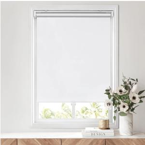 LazBlinds Cordless Roller Shades, Free-Stop Blackout Roller Blinds with Cassette Valance, Thermal Insulated UV Protection Waterproof, Roll Up Blinds for Windows, 42'' W x 72'' H, White