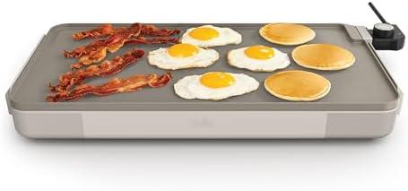 bella 12" x 22" Electric Griddle with EverGood™ Ceramic Nonstick Coating, Removable Temperature Probe, Dishwasher-Safe Drip Tray & Cool Touch Handles, Cook up to 15 Eggs, 1500 Watt, Oatmilk