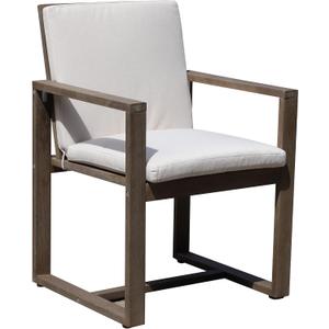 Benjara Neji 24 Inch Dining Chair, Burnt Brown Eucalyptus Wood Frame, Thick Cushion