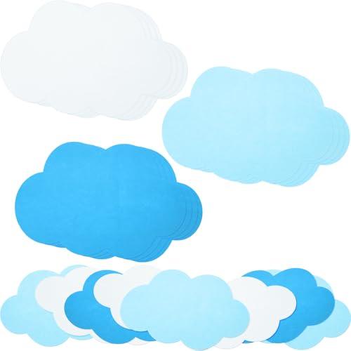 Frienda 12 Pack 12 x 16 Inches White and Blue Clouds Decorations for Wall Decor Room Ceiling Cloud Airplane Cartoon Birthday Party Bulletin Board Decorations