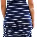 Roselux Women Sleeveless Scoop Neck Striped Maxi Sundresses Loose Racerback Long Dress (XXL)