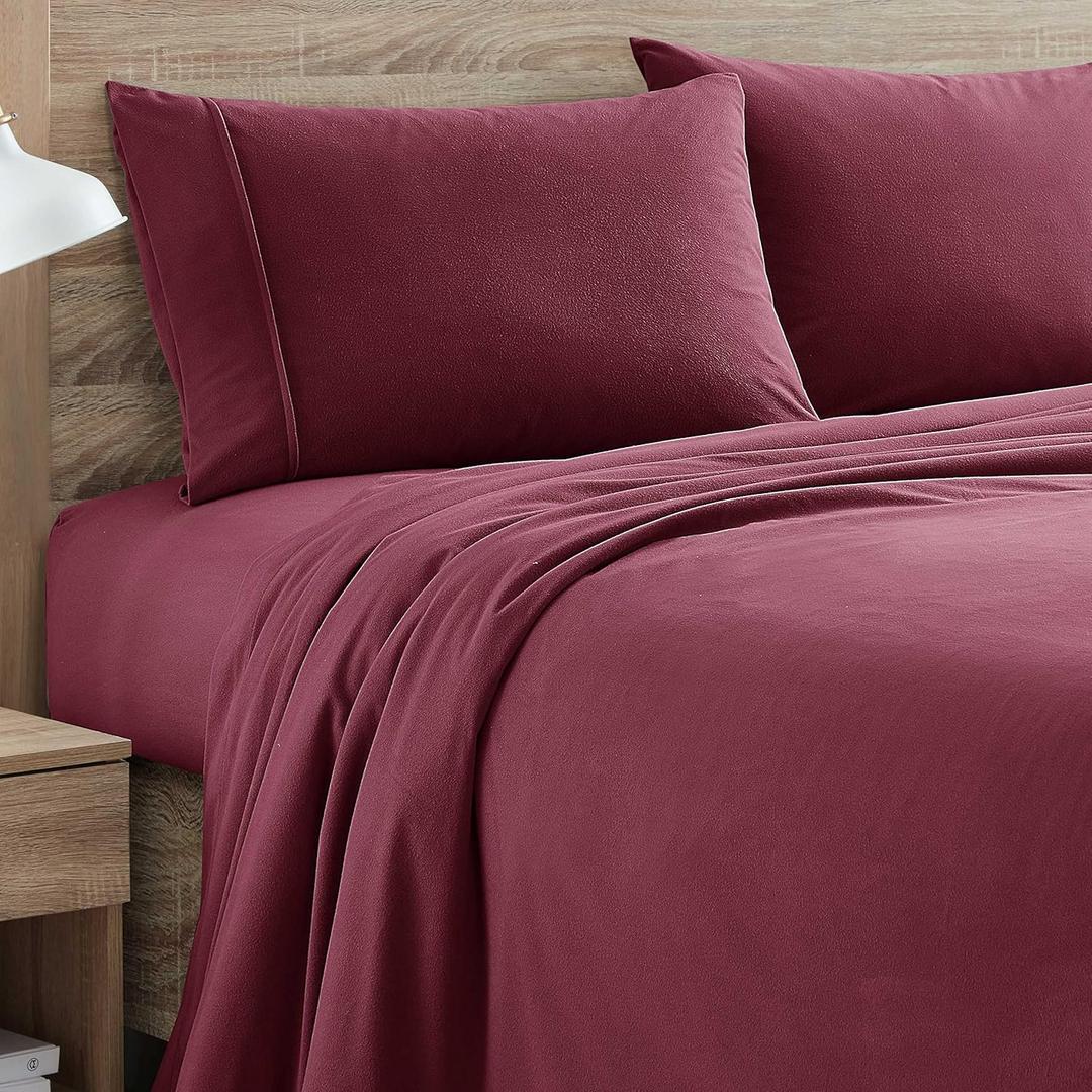 Lightweight Flannel Sheet Set, Full, Burgundy