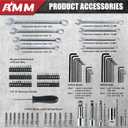 AMM Mechanics Tool Set, 1/4 in, 3/8 in and 1/2 in Drive socket set, 202 Piece
