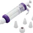 Wilton Dessert Decorator - The Kit Includes a Plunger-Style Tool, 2 Couplers, 1 Fill Tip, 4 Decorating Tips, Plastic, White & Purple