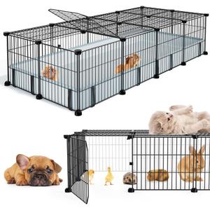 BUCATSTATE Guinea Pig Cages for 2, 20 Panels Guinea Pigs Playpen with Waterproof Mat, Metal Rabbit Cage Indoor for Hedgehogs, Quail, Chickens (56" L x 24" W x 12" H)