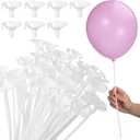 50Pcs Plastic Balloon Sticks with Base, Balloon Holder Sticks Weights for Tying Birthday Parties, Graduation, Holiday, Wedding, Anniversary Decoration