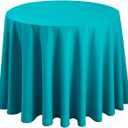Hiasan Round Tablecloth 120 Inch - Waterproof Stain Resistant Spillproof Polyester Fabric Table Cloth for Dining Room Kitchen Party, Turquoise