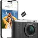 Digital Camera for Kids with Switching Dual Lens, 64MP 4K Point and Shoot Camera with 32GB Card, WiFi, 16X Zoom, Anti Shake, Portable Compact Cameras for Teens Girl Boy Kids Starter Black