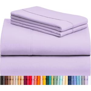 LuxClub 4 PC Queen Sheet Set, Breathable Luxury Bed Sheets, Deep Pockets 18" Wrinkle Free Cooling Sheets Machine Washable Hotel Bedding Silky Soft - Lavender Queen