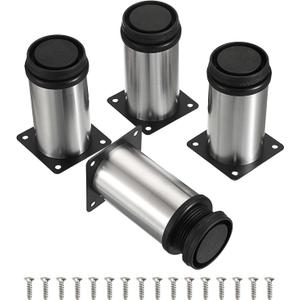4 PCS Stainless Steel Furniture Legs Replacement Legs Adjustable Legs for Coffee Table Sofa Chair (4 Inch)