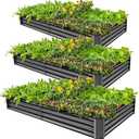 Land Guard 1  Pack 8×4×1ft Galvanized Metal Raised Garden Bed, Metal Planter Kit Box Outdoor for Deep-Rooted Vegetables, Flowers, Green and Herbs, Modern Grey