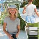 3 Pack Girls Shirts Scoop Neck Ribbed T Shirts Teens Short Sleeve Slim Fit Summer Tees for Kids Age 5-14