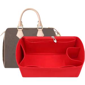 Lckaey Purse Organizer Insert for Nevefull Speedy HandBag Insert, for Tote Bag and hand bag protector, 1083red-L (11*5.9*5.9in)