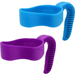 20 oz Cup Handle, Non-Slip Travel Mug Grip Cup Holder, Comfortable Replacement Handle for Stainless Steel Mugs and More Tumbler (2Blue, Purple)