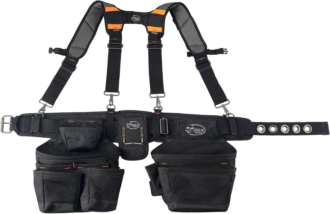Dead On Tools - 1680 Denier Poly Carpenters Tool Belt with Suspenders (HDP400945) , Black