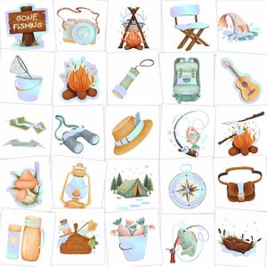 4 x Fancy Land 210Pcs Camping Temporary Tattoos for Kids Camp Party Favors