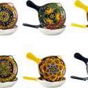Henten Home 2 oz Ceramic Dipping Bowl with Handle, Boho Sauce Dish Set of 6, Colorful Salsa Bowls for Sushi, Condiment, Appetizer, Side Dishes, Dishwasher & Microwave Safe