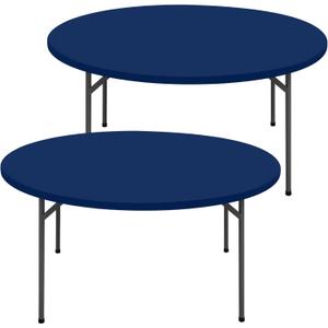 Moosfor Round Spandex Tablecloth 2 Pack, Elastic Fitted Waterproof Tablecloths for 18"-24" Tables, Stretch Washable Picnic Table Cover for Camping, Dining, Indoor and Outdoor, Navy