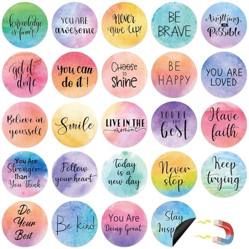 24Pcs Magnetic Watercolor Bulletin Growth Mindset Board Set Motivational Accents Classroom Decor Fridge Pastel Magnets Positive Sayings Affirmation Station Motivational Accents for School Teacher Wal