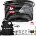 100FT Sewer Jetter Kit for Pressure Washer, 5800 PSI Drain Cleaning Hose with 5 Jet Nozzles & 2 Adapters, Compatible with Spray Guns and Power Washers, Ideal for Clogged Pipes and Drains