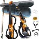 Premium Carbon Fiber Electric Violin Full Size 4/4,Professional Electric Violin for Adults Beginner,Teens,Electric Fiddle Kit with Pro Pick Case -ZNDS-2303