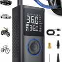 Tire Inflator Portable Air Compressor, 150 PSI Cordless Bike Pump, Air Pump for Auto, Motorcycle, Bicycle, Balls with Pressure Gauge, LED Light & Car Accessories, Blue, Standard Capacity