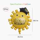 Graduation Party Balloons 30 Inch Gold Sun Foil Balloons Smile Sun Mylar Balloons for 2026 Graduation Party Birthday Party Decorations Supplies - 5Pcs