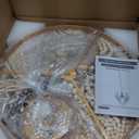 Bohemia Wood Beaded Chandelier - Boho 5-Light Gold and Oak Finish Beaded Light Fixture for Dining, Living, Bedroom, Nursery, Girl Room, Hallway, Entryway