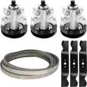 54" Deck 618-04126 Rebuild Kit Fits for Cub Cadet SLT1554 SLTX1054, Includes 3 Spindles 918-04126 918-04125, 3 Blades 742-0677 942-0677, 138" Belt 754-0642
